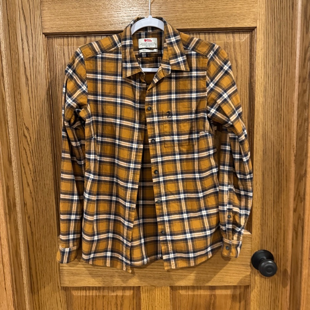 Fjällräven Ovik Flannel Plaid Shirt Mustard Yellow Women’s Small